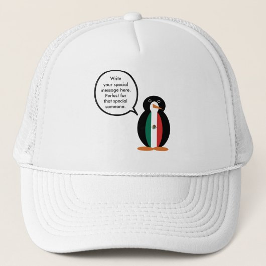 Mexicaanse vlag met mevrouw Penguin Trucker Hat Trucker Pet (Voorkant)