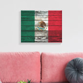 Mexicaanse Vlag met Ruw Houten Korreleffect Canvas Afdruk (Insitu (Woonkamer))