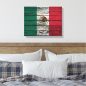 Mexicaanse Vlag met Ruw Houten Korreleffect Canvas Afdruk (Insitu (Slaapkamer))