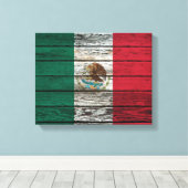 Mexicaanse Vlag met Ruw Houten Korreleffect Canvas Afdruk (Insitu (Houten vloer))