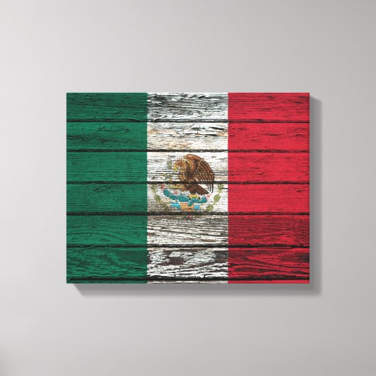 Mexicaanse Vlag met Ruw Houten Korreleffect Canvas Afdruk (Voorkant)