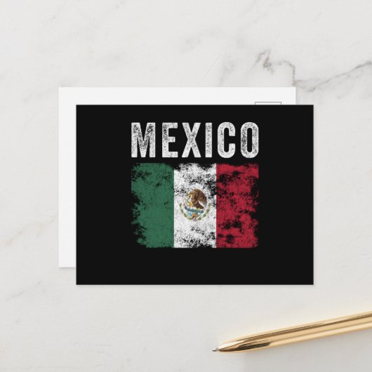 Mexicaanse vlag - Mexicaanse vlag Briefkaart (Voorkant / Achterkant in situ)