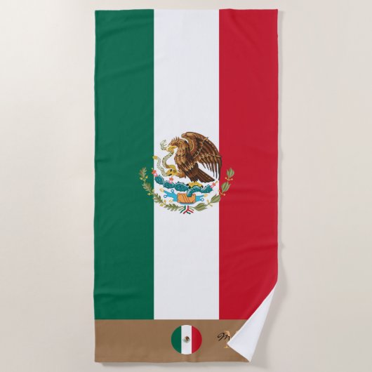 Mexicaanse vlag & Mexico monogram / strandlaken (Voorkant)