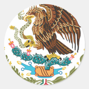 MEXICAANSE VLAG - MEXICO-STIJL - WAPENKAT RONDE STICKER