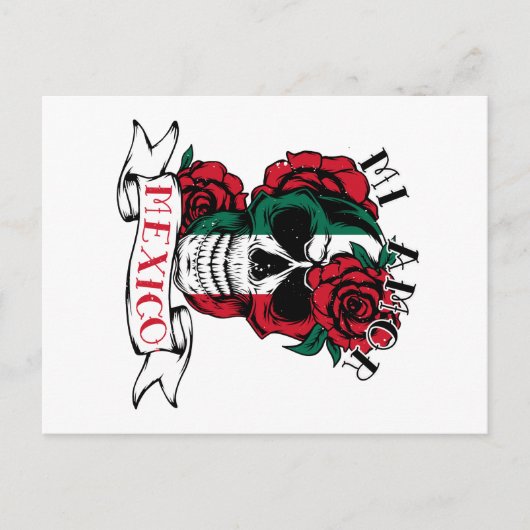 Mexicaanse vlag Onafhankelijkheidsdag Mexico Skull Briefkaart (Voorkant)