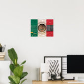 Mexicaanse vlag op de oude akoestische gitaar poster (Thuiskantoor)