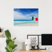 Mexicaanse vlag op een strand poster (Thuiskantoor)