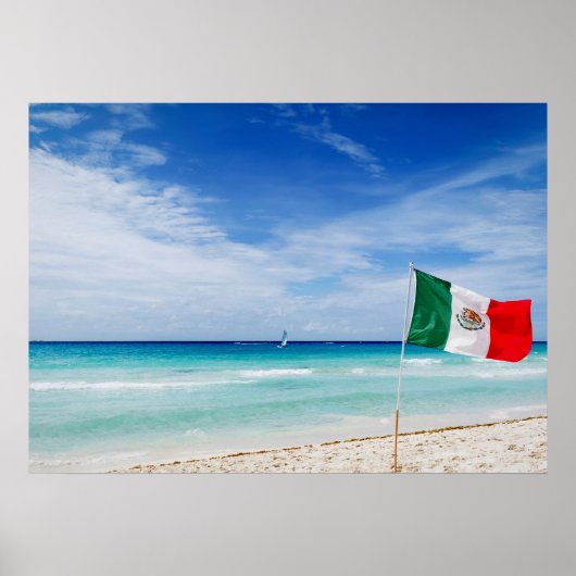 Mexicaanse vlag op een strand poster (Voorkant)
