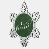 Mexicaanse vlag op het hart tin sneeuwvlok ornament (Rechts)