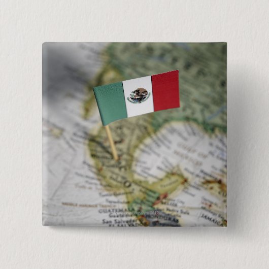Mexicaanse vlag op kaart vierkante button 5,1 cm (Voorkant)