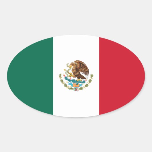 Mexicaanse vlag ovale sticker (Voorkant)