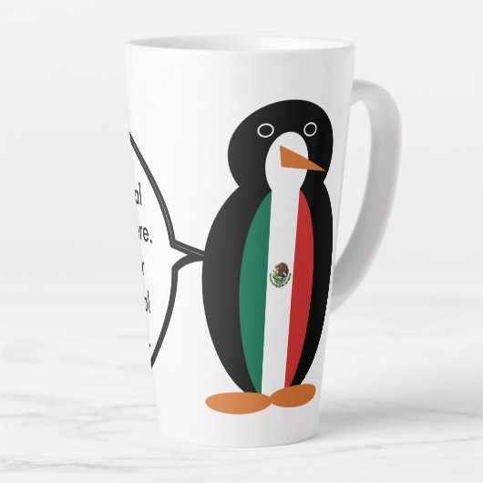 Mexicaanse vlag praten Ms. Penguin Groot Latte Mok (Rechterhoek)