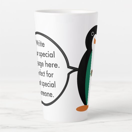 Mexicaanse vlag praten Ms. Penguin Groot Latte Mok (Voorkant)