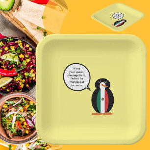 Mexicaanse Vlag Pratende Mevrouw Pinguïn Papieren Bordje