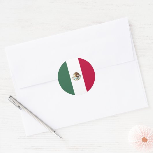 Mexicaanse vlag ronde sticker (Envelop)