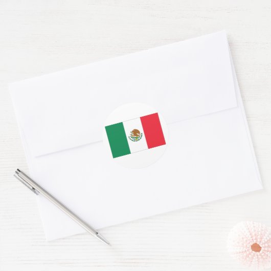 Mexicaanse vlag ronde sticker (Envelop)