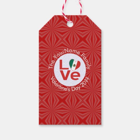 Mexicaanse Vlag Rood LIEFDE Cadeaulabel (Voorkant)
