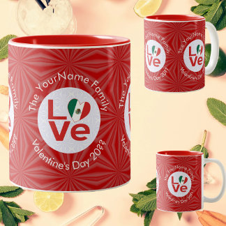 Mexicaanse Vlag Rood LIEFDE Tweekleurige Koffiemok