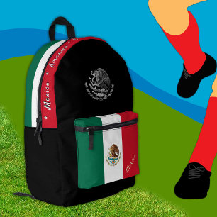 Mexicaanse vlag rugzak, Mexico, patriot zwart Bedrukte Rugzak