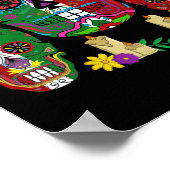 Mexicaanse vlag schedel Dia de los Muertos Day Poster (Hoek)