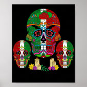Mexicaanse vlag schedel Dia de los Muertos Day Poster (Voorkant)