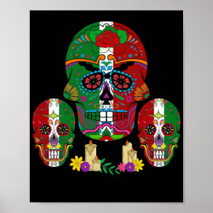 Mexicaanse vlag schedel Dia de los Muertos Day Poster