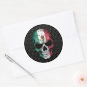 Mexicaanse Vlag Schedel op Staal Mesh Graphic Ronde Sticker (Envelop)