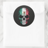Mexicaanse Vlag Schedel op Staal Mesh Graphic Ronde Sticker (Tas)