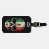Mexicaanse vlag schedel op zwart bagagelabel (Voorkant horizontaal)
