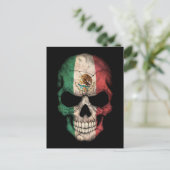 Mexicaanse vlag schedel op zwart briefkaart (Staand voorkant)
