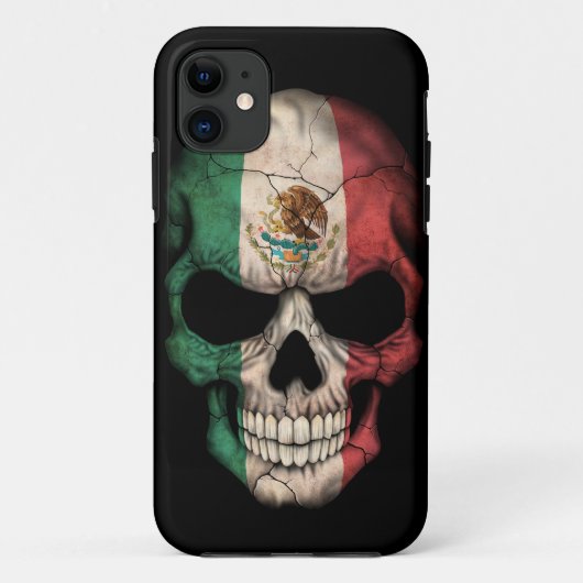 Mexicaanse vlag schedel op zwart Case-Mate iPhone case (Achterkant)