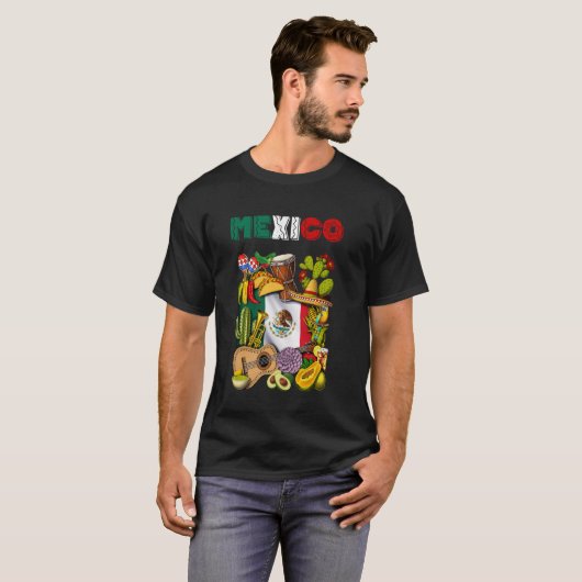 Mexicaanse Vlag Tacos Cactus Cinco de Mayo Fiesta  T-shirt (Voorkant volledig)