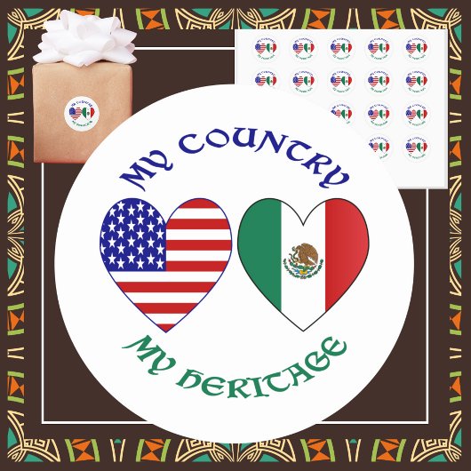 Mexicaanse vlag Verenigde Staten vlaggen mijn land Ronde Sticker