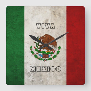 Mexicaanse vlag vierkante klok