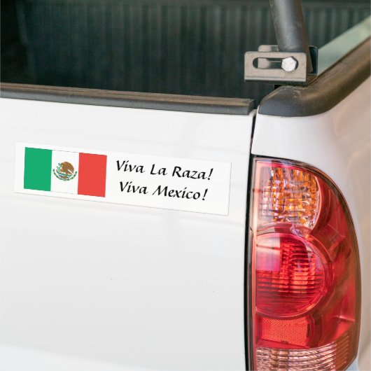 Mexicaanse vlag, Viva La Raza! Viva Mexico. Bumpersticker (Op Truck)