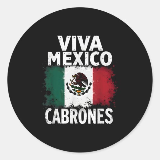 Mexicaanse vlag Viva Mexico Cabrones Ronde Sticker (Voorkant)