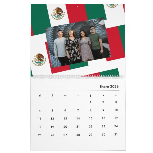 Mexicaanse vlag Voeg je foto toe 2026 Kalender (Jan 2026)