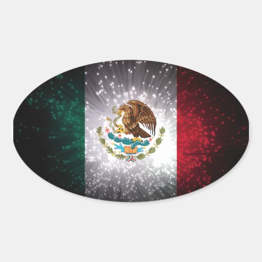 Mexicaanse vlag vuurwerk ovale sticker (Voorkant)