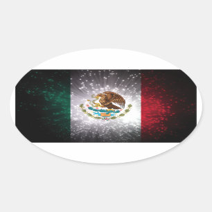 Mexicaanse vlag vuurwerk ovale sticker