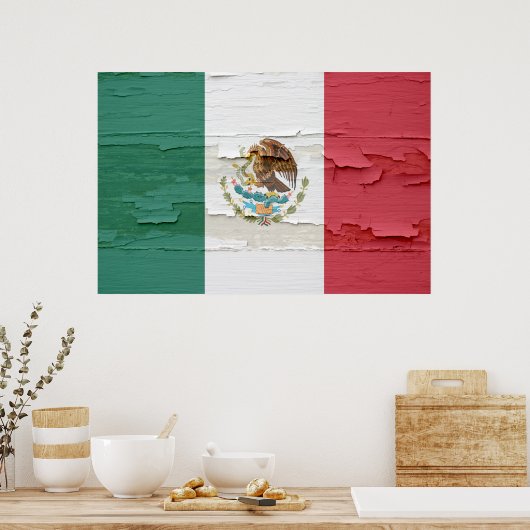 Mexicaanse vlag Weathered Paint Poster (Keuken)