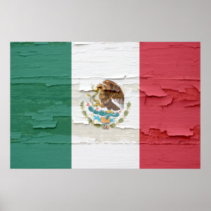 Mexicaanse vlag Weathered Paint Poster