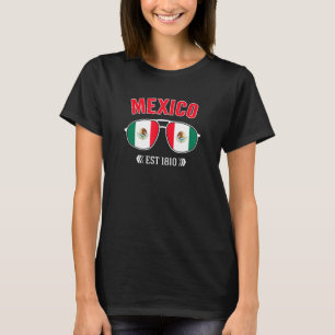Mexicaanse vlag zonnebril Mexicaans erfgoed Mexico T-shirt