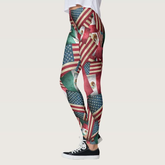 Mexicaanse vlaggen en Amerikaanse vlaggen Leggings (Links)