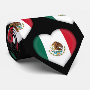 Mexicaanse Vlagkleuren Hart Patroon Nekband Stropdas