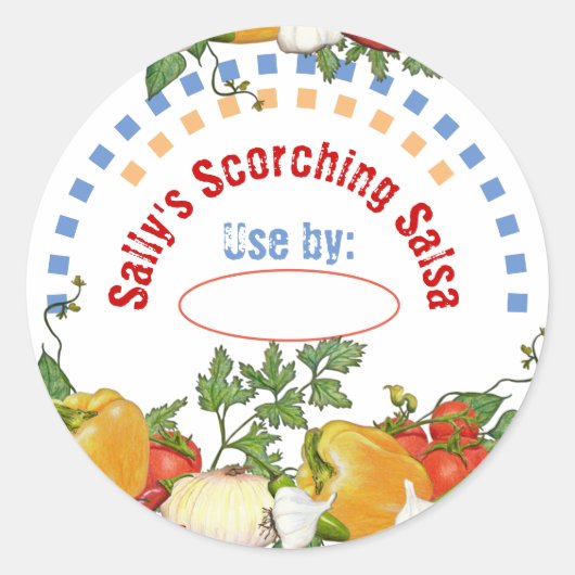 Mexicaanse voedingsalsa ingrediënten inmaaklabel ronde sticker (Voorkant)