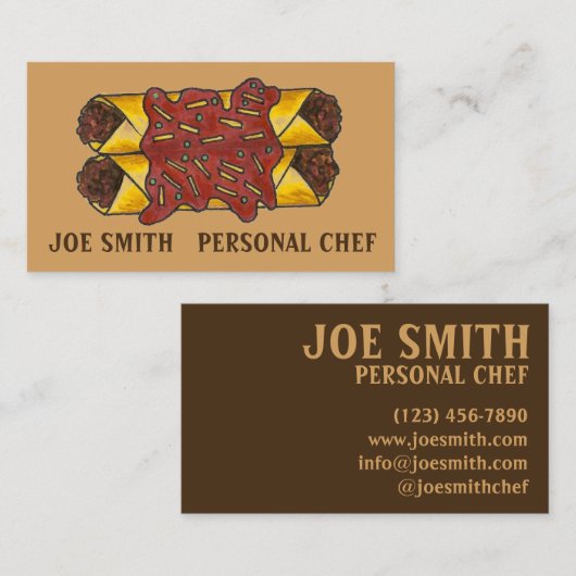 Mexicaanse voedingsenchiladas Personal Chef Cook F Visitekaartje (Voorkant / Achterkant)