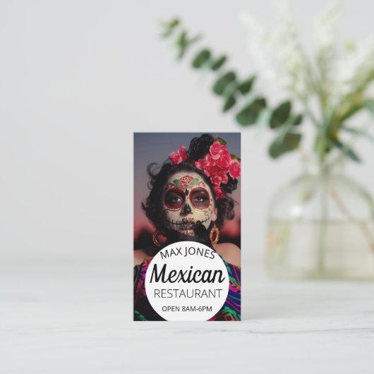 Mexicaanse voedingsfruit deli markeert een dag doo visitekaartje (Staand voorkant)