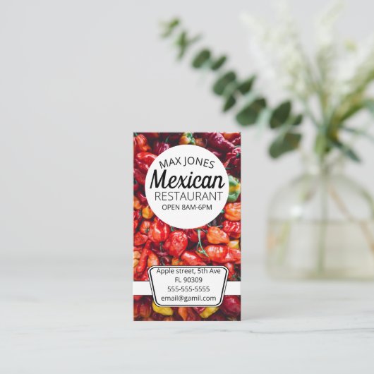 Mexicaanse voedingsvruchten deli-markt Spaanse pep Visitekaartje (Staand voorkant)