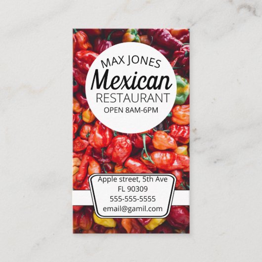 Mexicaanse voedingsvruchten deli-markt Spaanse pep Visitekaartje (Voorkant)