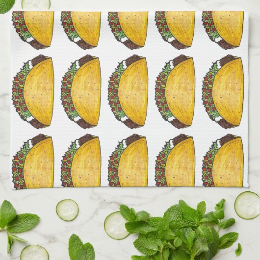 Mexicaanse voedselfoto Taco Tacos Print Kitchen To Theedoek (Gevouwen)